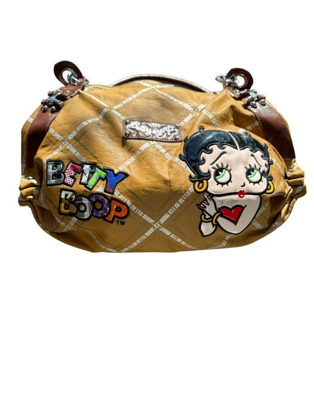 Betty Boop Y2K Mustard Brown Logo Hobo Shoulder Bag Purse - Picture 3 of 16